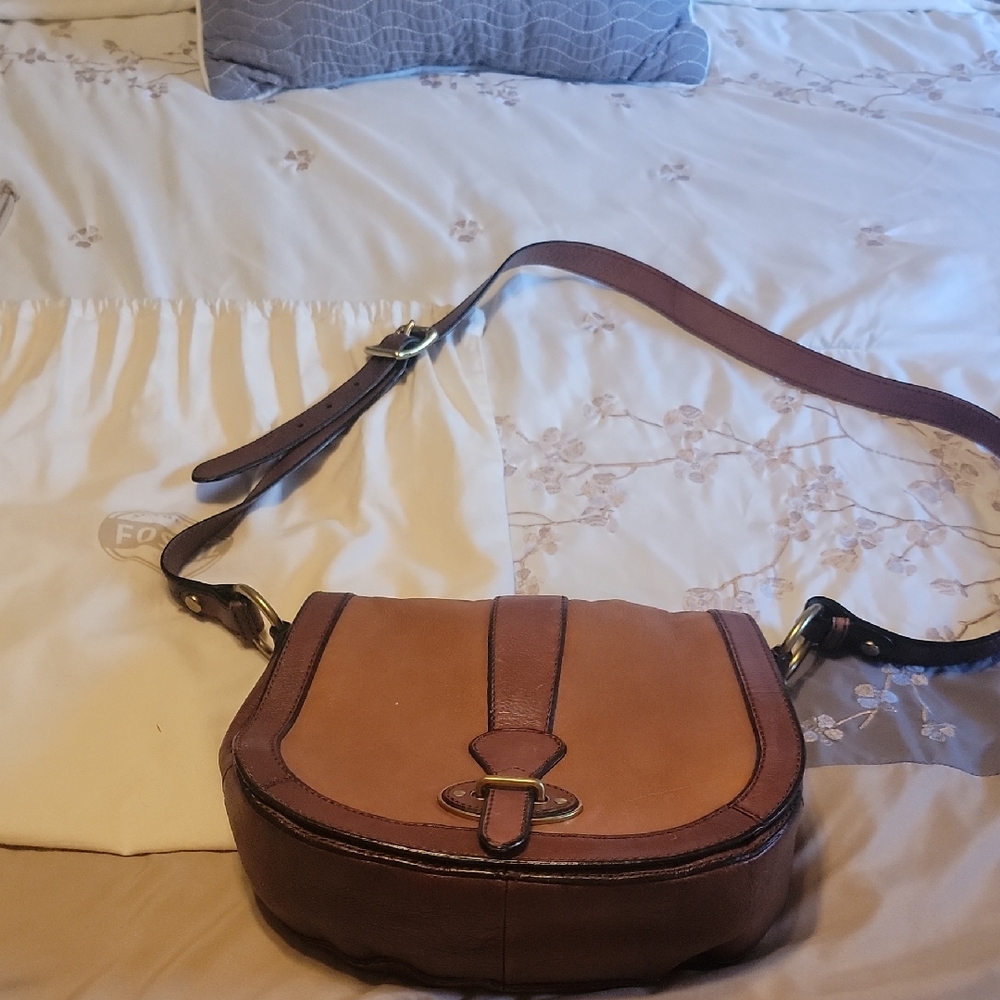Fossil Brown Soft Leather Crossbody Handbag With Dustbag
